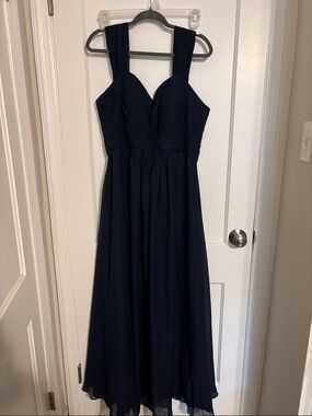 Elegant Navy Chiffon Sleeveless Maxi Dress